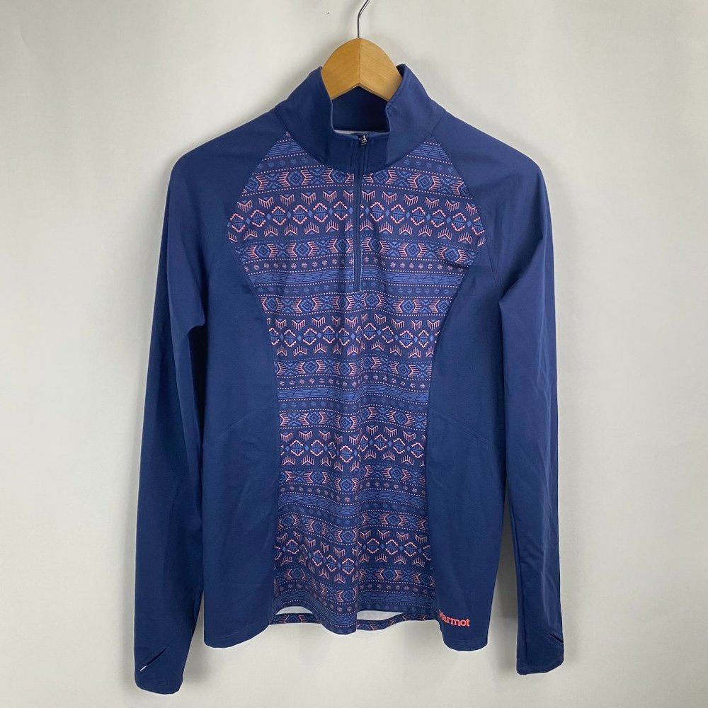 Marmot Quarter Zip Blue Print Athletic Pullover